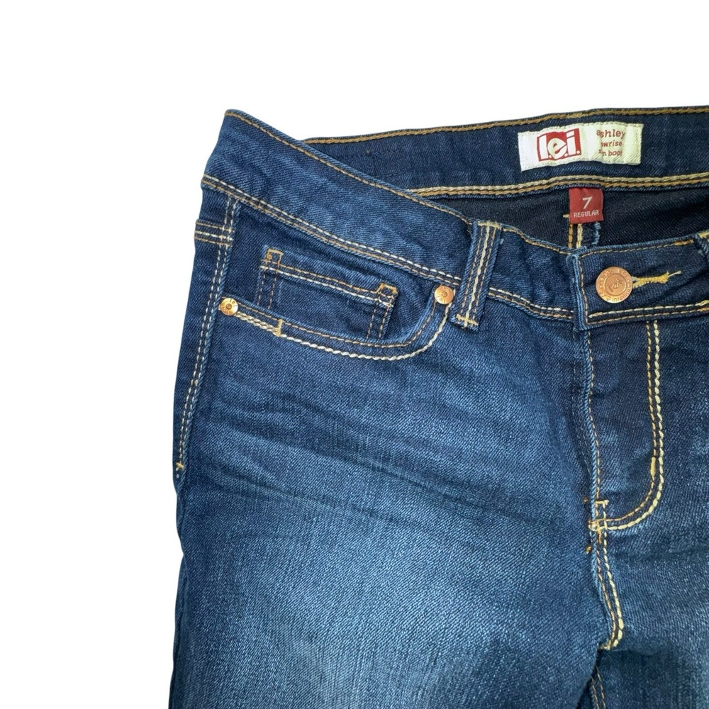 Lei Ashley Lowrise Slim Boot Jeans Flex Stone Wash Women 7 Reg Y2K - Picture 4 of 12